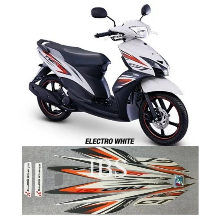 STRIPING MIO GT PUTIH ORANGE 2014 STIKER ORI YAMAHA POLET