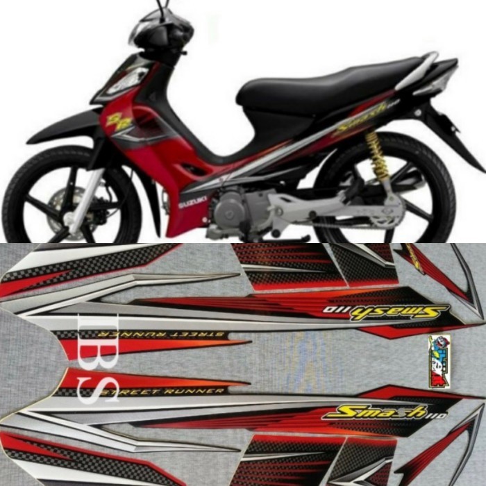 STRIPING SMASH 110SR MERAH 2007 STIKER LIS SUZUKI 110 SR POLET STIKER