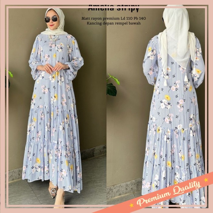 Baju Lebaran Murah Idul Fitri Model Terbaru kekinian /Baju Gamis Wanita Muslim Amelia Dress Rayon Mo