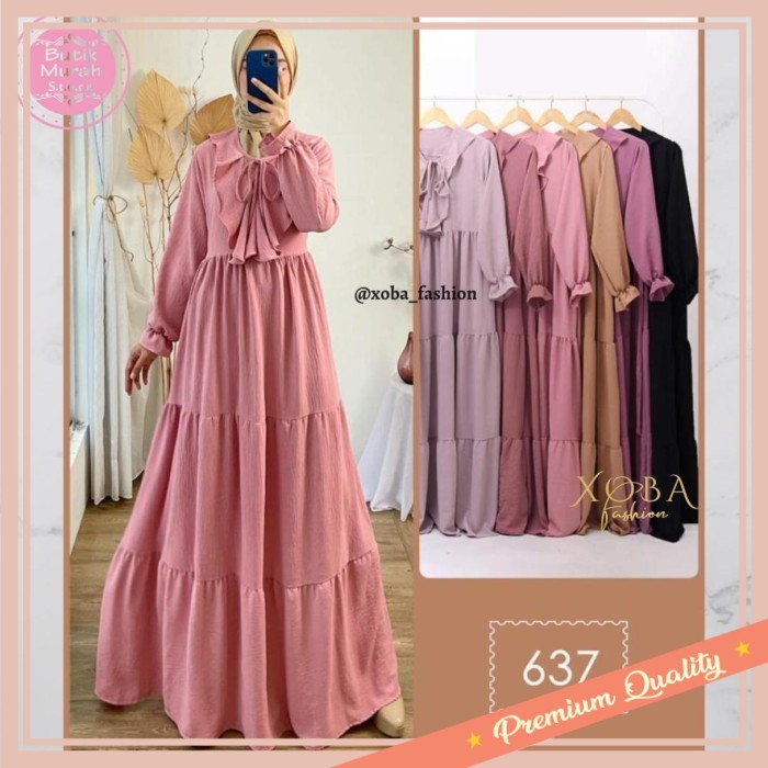 Busana Muslim Pria Wanita Murah Kekinian /Xoba Fashion 2395 Busana Muslim Wanita Gaun Kringkel SJ 63