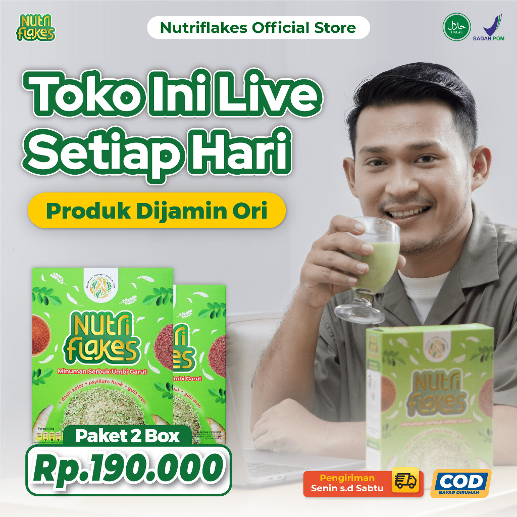 

Nutriflakes - Sereal Umbi Garut Asam Lambung 1 Box