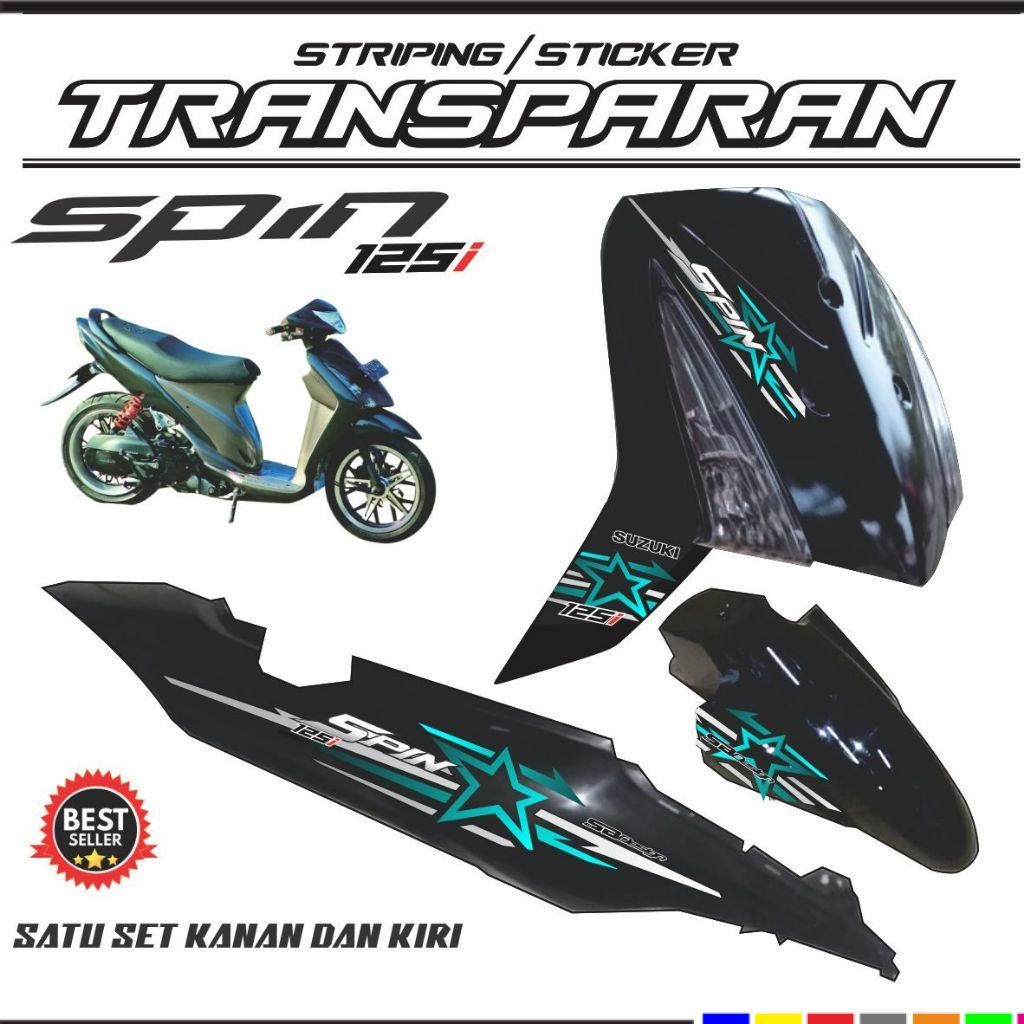 TRANSFARAN / Sticker Transparan Uv Motor Spin 2009 Striping Bintang Keren Cod