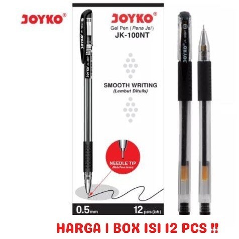 

TERMURAH Gel Pen Pulpen Pena Joyko JK-100NT Black 0.5 mm 1 Box 12 Pcs - Hitam