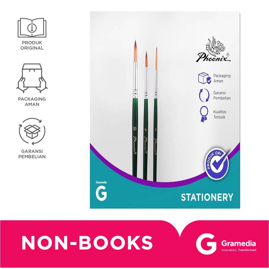 

Phoenix Kuas 660351-3Pcs/Set Nylon Short Round 6.10.3 ( Gramedia )