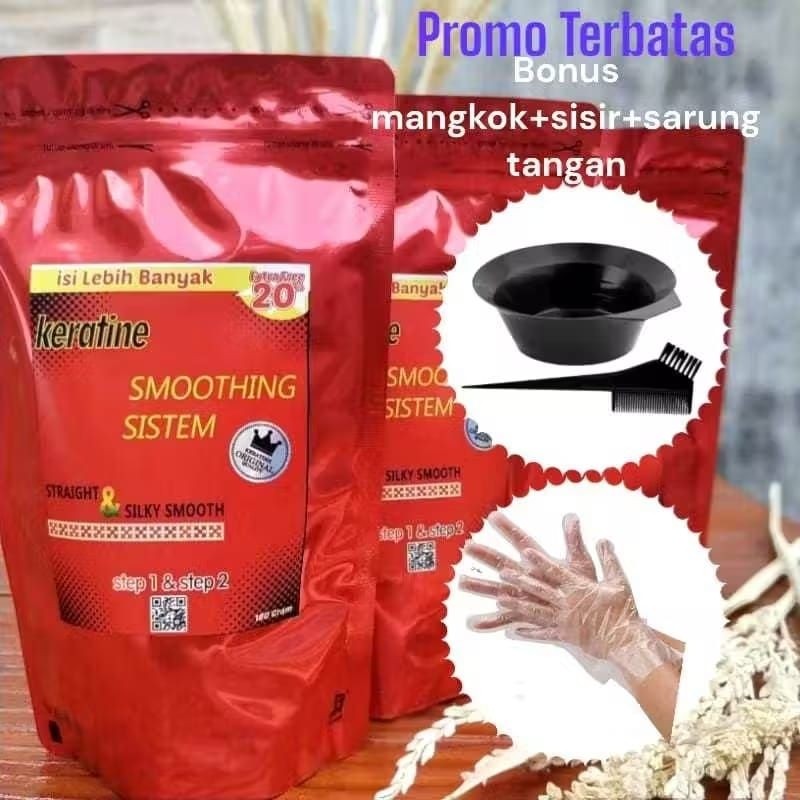 KERATINE SMOOTHING SYSTEM STEP 1 DAN 2/PELURUS RAMBUT DIRUMAH/PELURUS RAMBUT TERBAIK