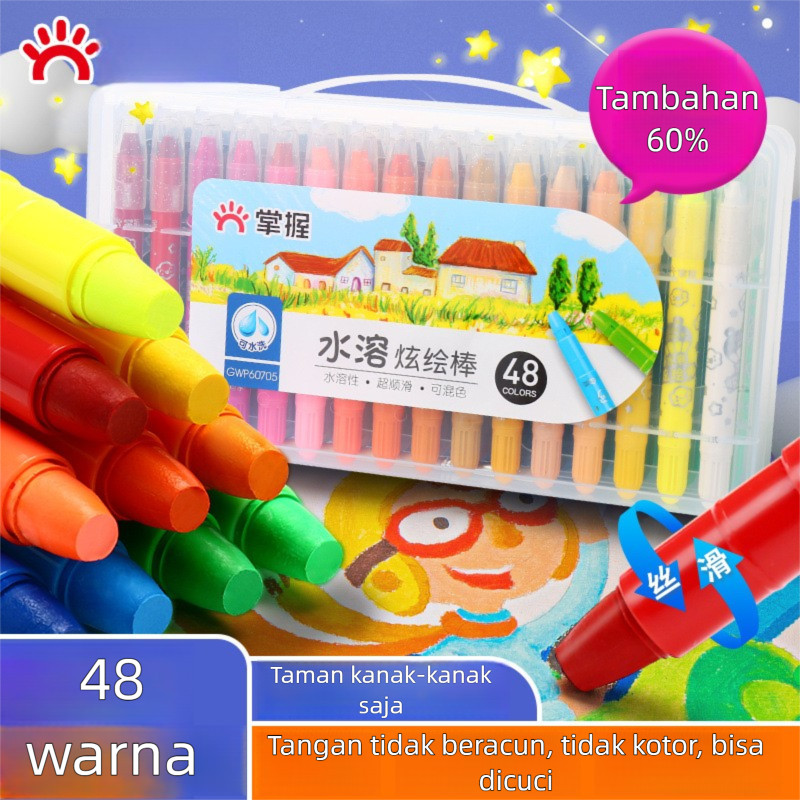

Krayon Grasp 48 Warna Crayon Water Soluble yang Berputar Tidak Lengket