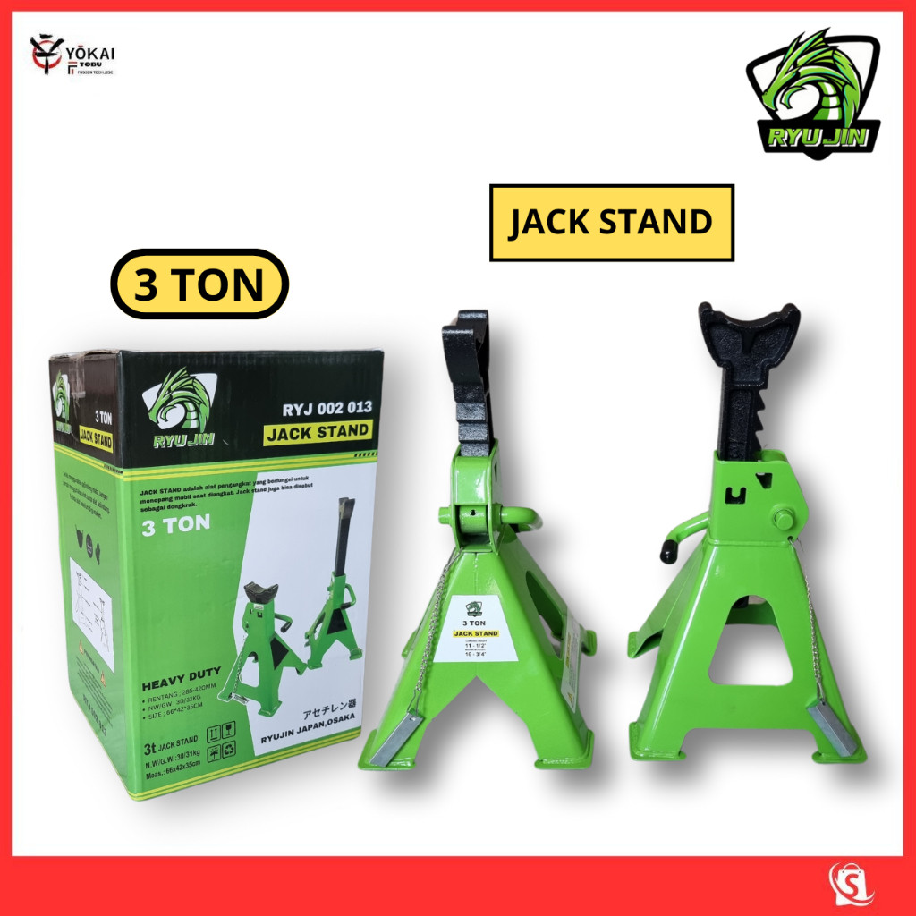 PROMO TERMURAH RYUJIN Jack Stand 3ton 2pcs Set Tahanan Dongkrak Mobil 3 Ton 2