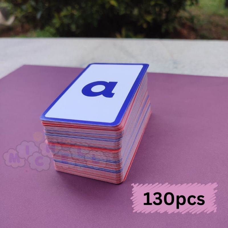 CAMBERUS_SHOP  Flashcards Moveable Huruf Montessori 130pcs - Mainan Flash Card Anak Belajar Membaca 