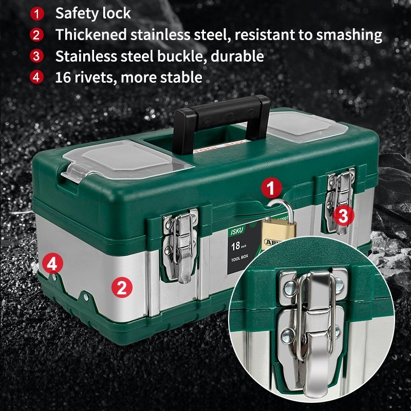 2 Tingkat Tool Kit Toolbox alat perkakas tool box 20 Inch Tool Box Stainless / Kotak Perkakas Stainl