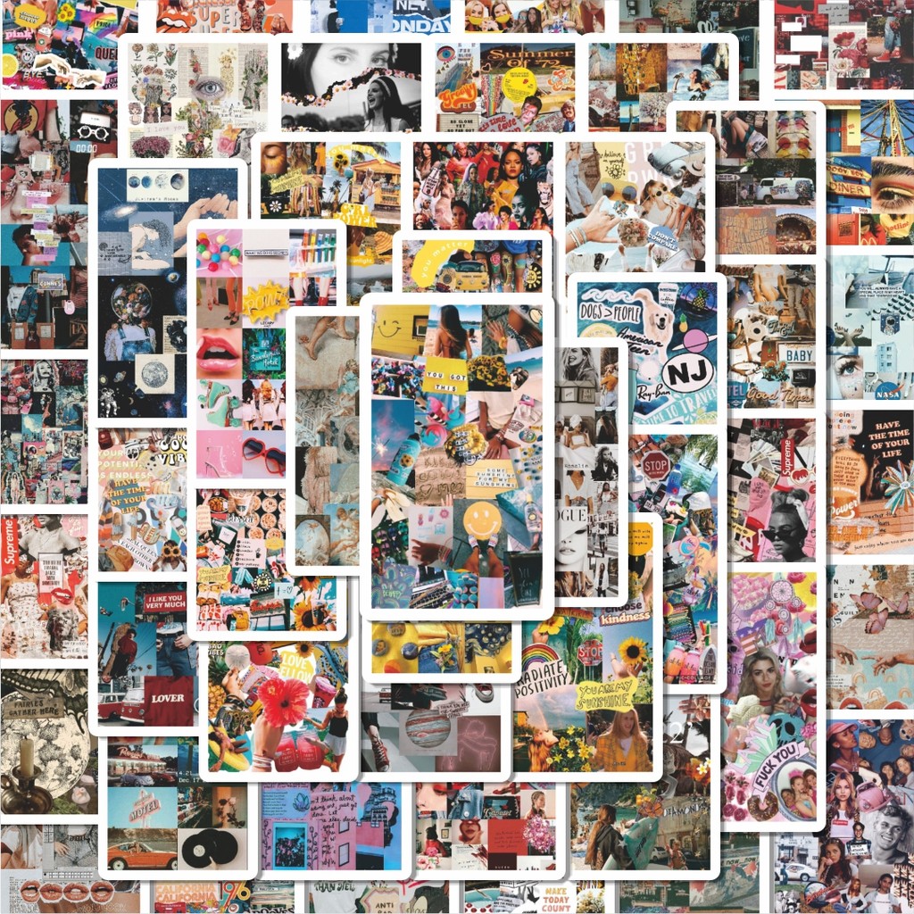 

100PCS Lucu Stiker Splice Mosaic Art Versi 1 Stiker Aesthetic Stiker Anti Air Stikers Berperekat Waterproof sticker decal buat Motor Helm Buku Journal Koper Casing HP Laptop Botol Minum Hadiah anak