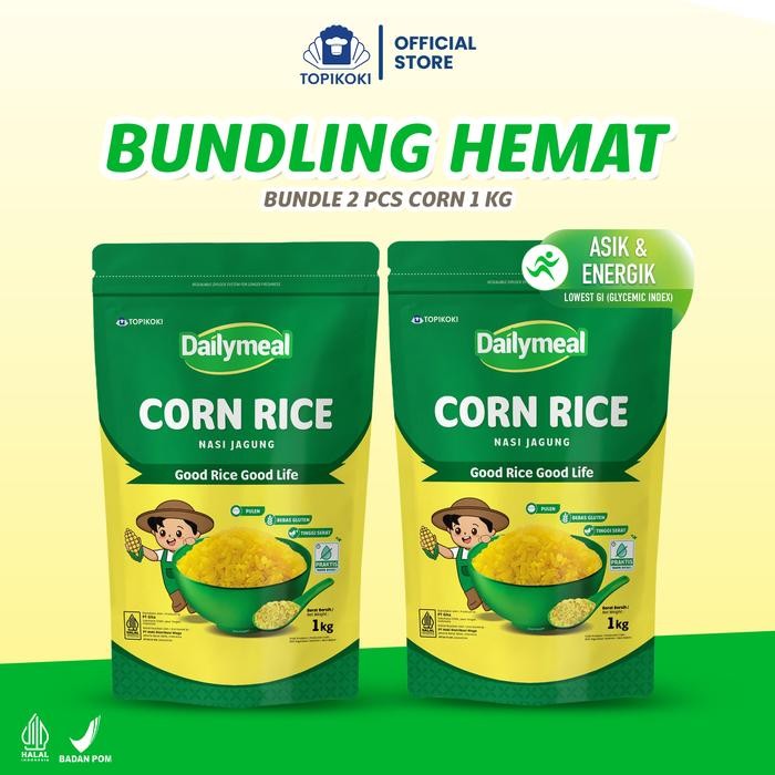 

[Bundling Hemat] Dailymeal - Beras Sehat Cassava Rice (Nasi Singkong) / Corn Rice (Nasi Jagung) - 1kg (2pcs) - Jagung