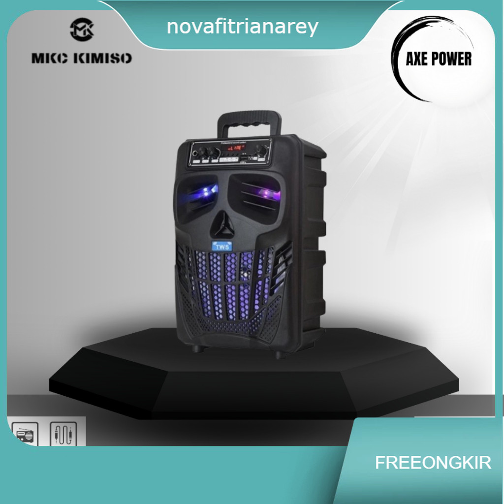 Speaker Karaoke Bluetooth LED 8.8 inch bonus Mic Kabel MKC KIMISO -7801