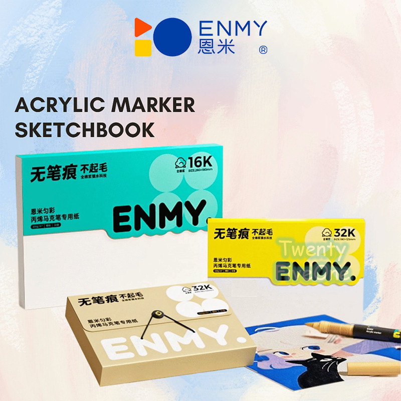 

ENMY Acrylic Marker Sketchbook 300GSM Cotton Pulp Drawing Paper for Students & Kids