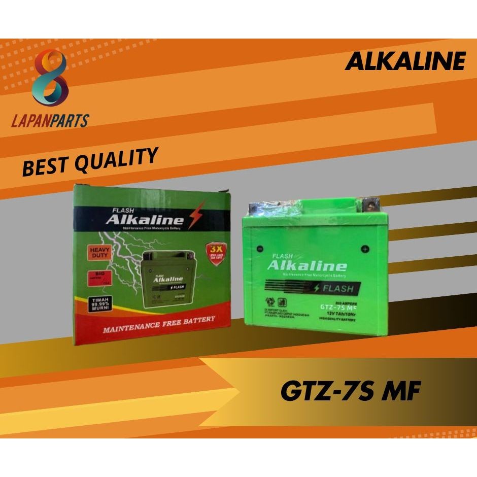 Aki motor Genio Nmax GTZ7S, Aki kering bergaransi, merk : ALKALINE GTZ-7S MF