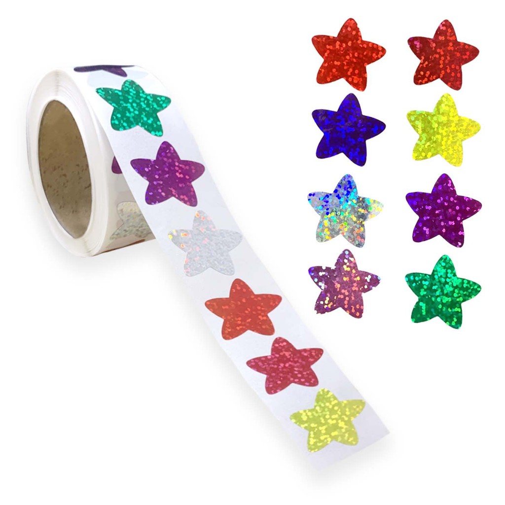 

100-500pcs 1inch Coloful Sparkling Star Sticker Label for Festival Party Deco Envelope Sealing Label Decoration Supply