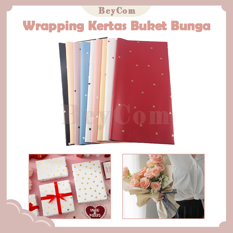 

20 Lembar Kertas Bunga Buket Motif Love Garis / Wrapping Flower Love