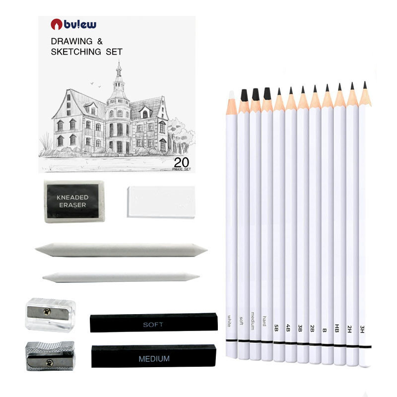 

20-Piece Professional Sketch & Charcoal Pencil Set Complete Drawing Kit for Artists Beginners Art Supplies with Sketching Pencil