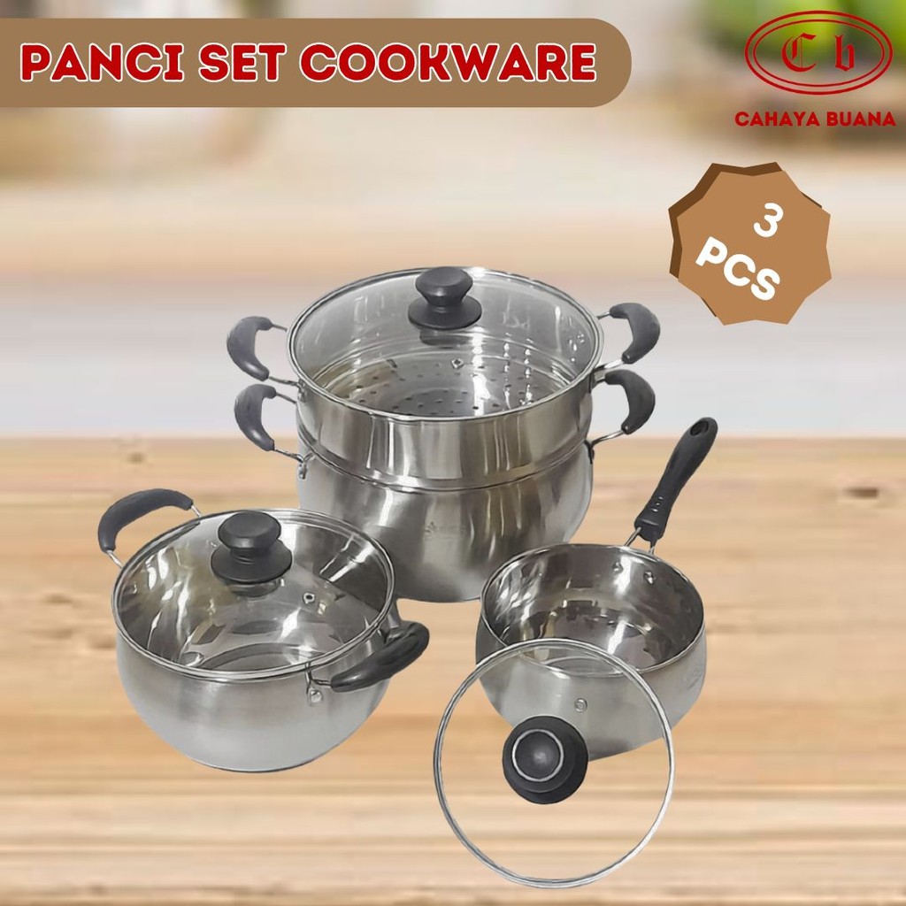 PANCI SET COOKWARE STAINLESS 3 PCS