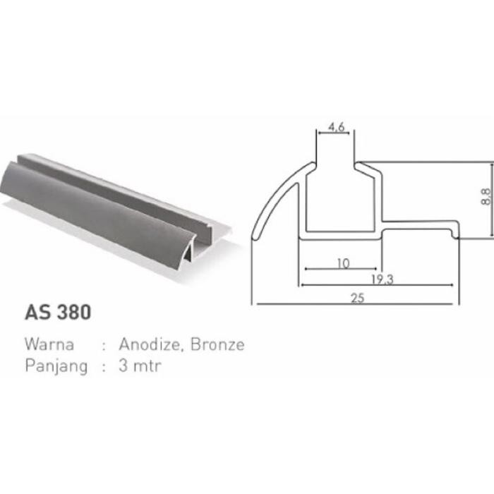 REL ALUMUNIUM BAWAH REL LEMARI SLIDING HUBEN AS 380
