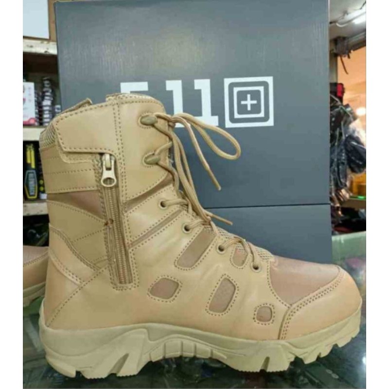 Sepatu PDL Gurun Tactical Resleting Kulit & Cordura