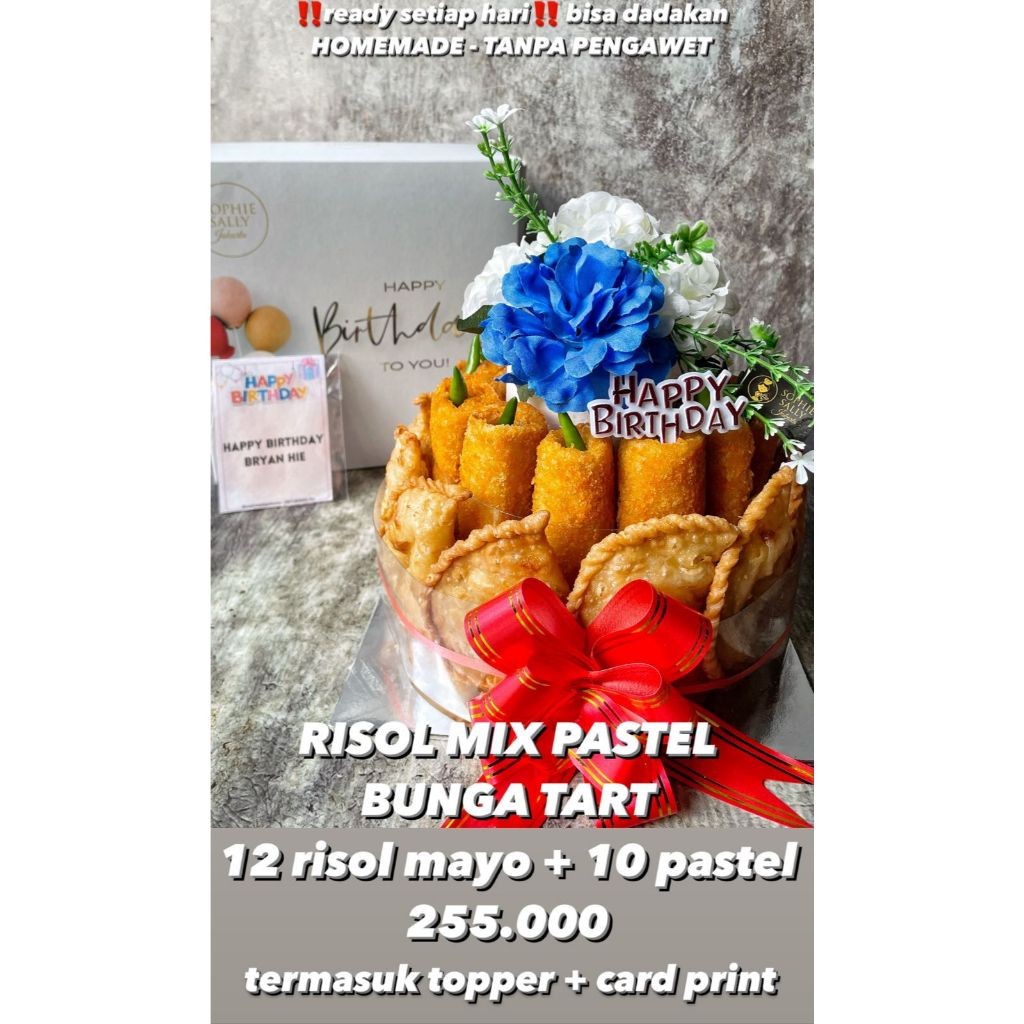 

Risol Mix Pastel - Bunga TART - Free Topper dan Card - Ready Setiap Hari