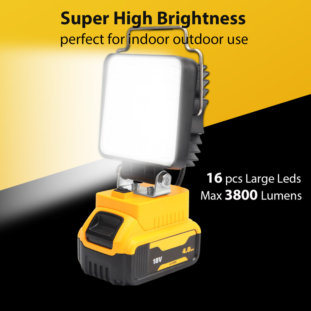 48W Portable LED Work Light with Hook for Dewalt 18V 20V Lithium Battery Outdoor Camping Emergency L