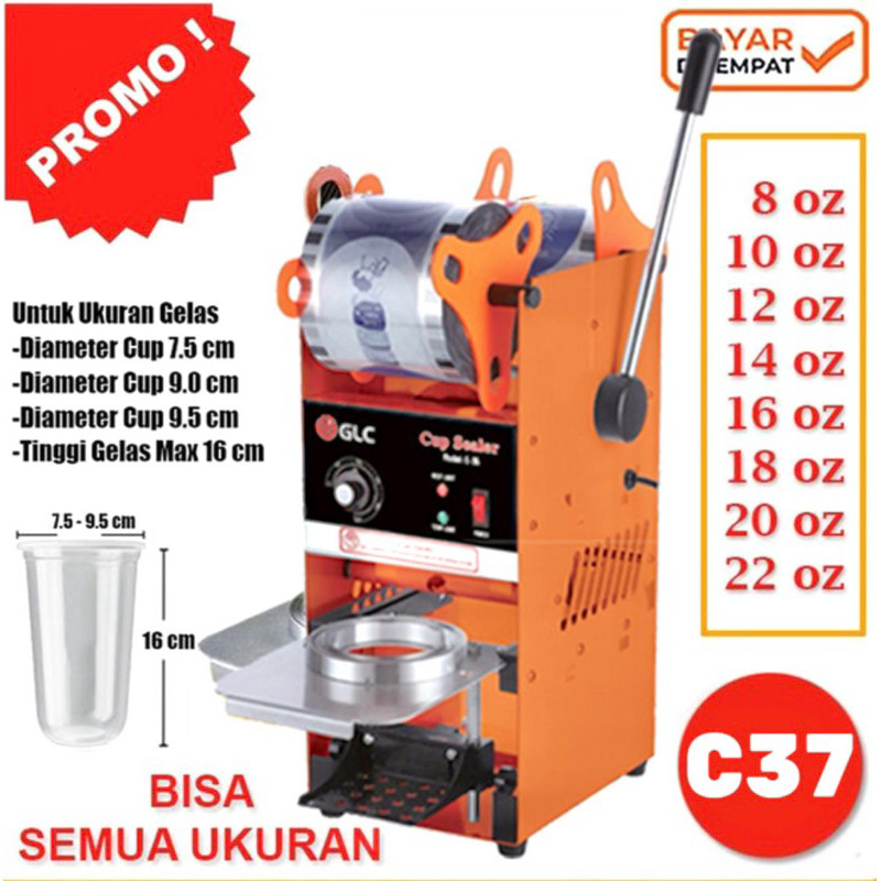 Mesin Press Gelas Plastik Cup Sealer GLC C 37 Alat Pres Gelas Minuman Press Cup Sealer C37