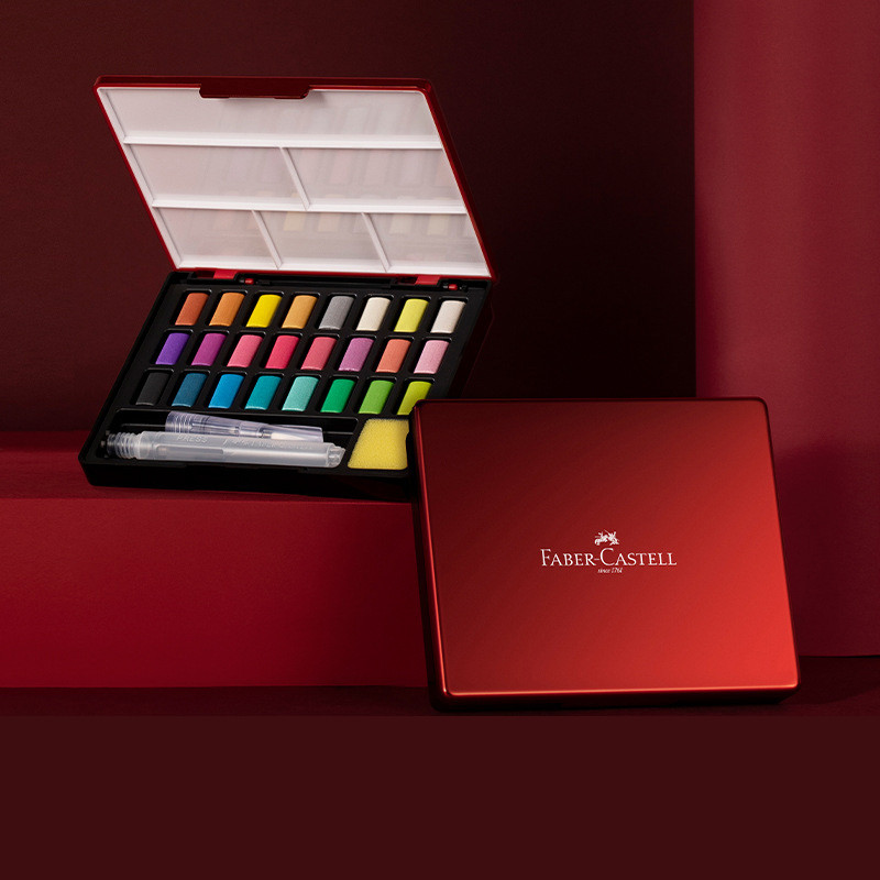 

FABER CASTELL 24/36/48 Colors Professional Solid Watercolor Paints Set Travel Pigment For Painting