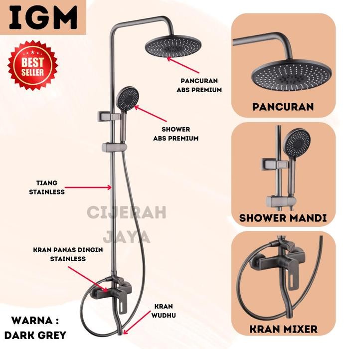 SHOWER COLUMN IGM / SHOWER MANDI TIANG SET + KERAN PANAS DINGIN - IGM IK-069
