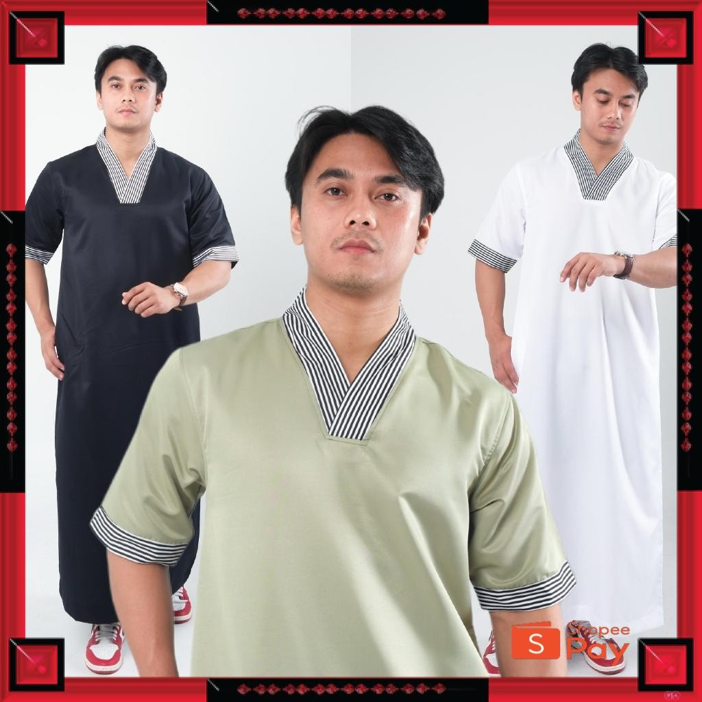 [PREMIUM ORIGINAL] Jubah Pria Gamis slimfit Pria Lengan Pendek Jubba jubah pria muslim lengan pendek