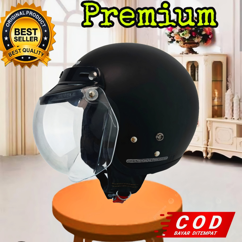 Helm Cargloss Kw | Hitam Dof Kaca Datar Cembung | Helm Premium Untuk Pria Dan Wanita SNI