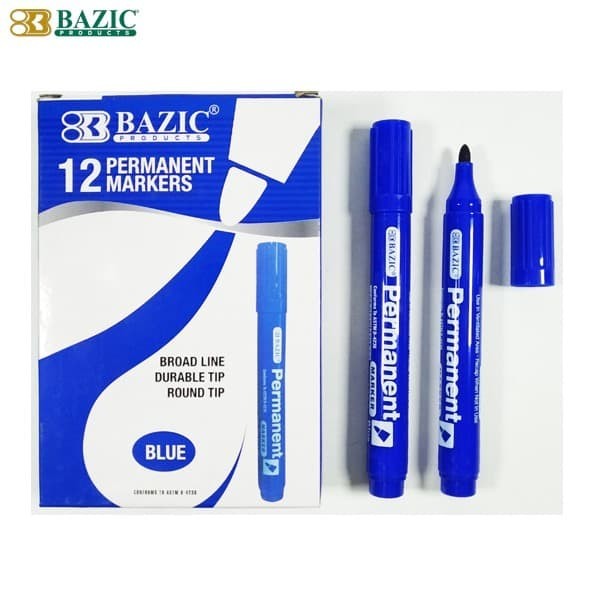 

[New Arrival] Bazic Permanent Marker Blue (12/Pak) - Spidol Permanent