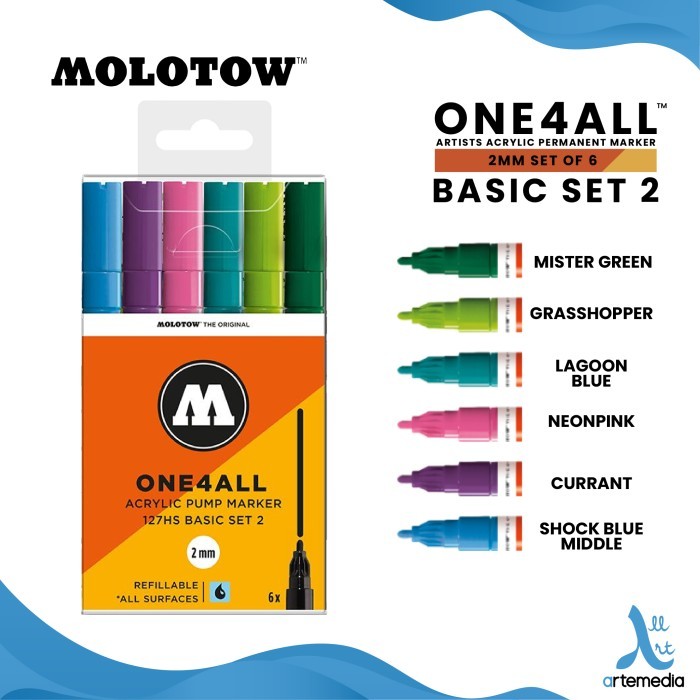 

[New Arrival] Molotow One4All Acrylic Paint Marker Set Spidol Permanen Warna - 2mm BASIC SET 2