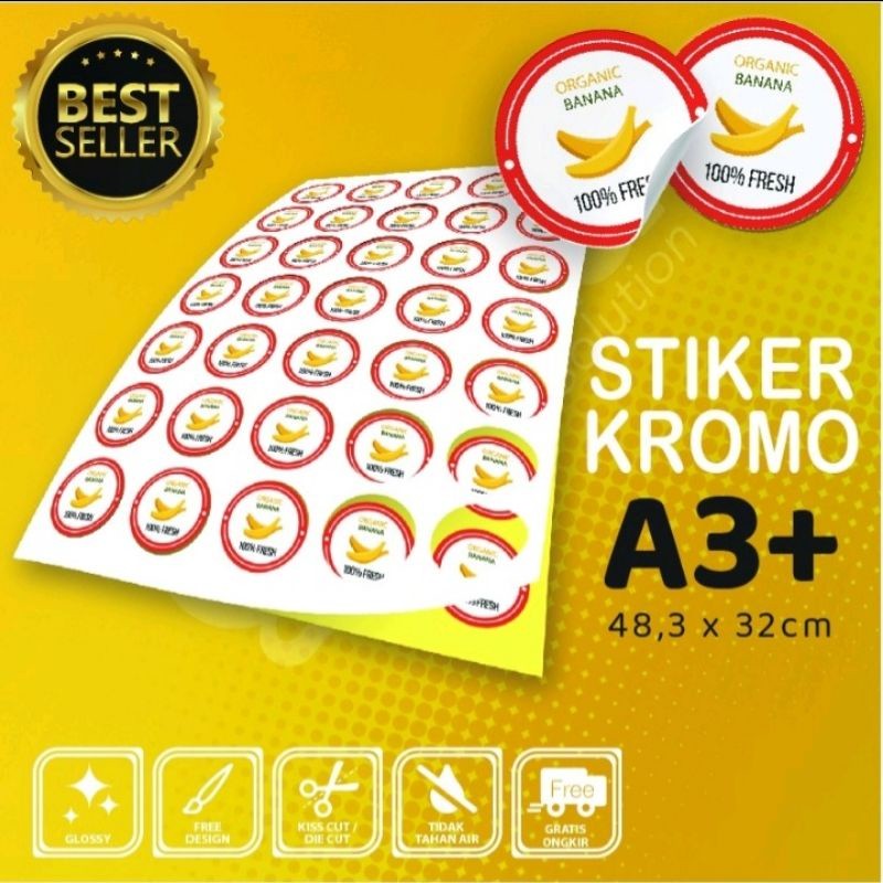 

Cetak Stiker / Sticker Label A3 A3+ bahan Cromo / HVS