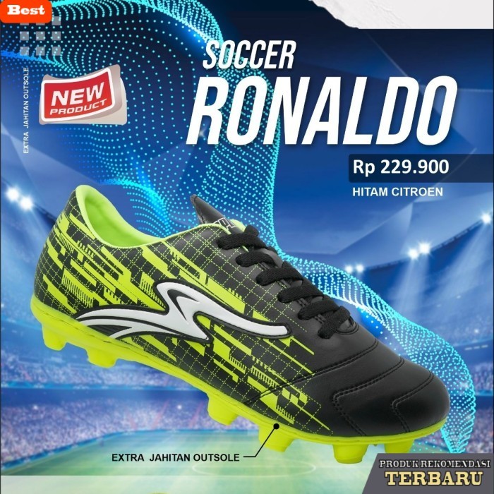 tas rekomendasi sepatu bola untuk kaki lebar Sepatu Bola Soccer Ronaldo Speed