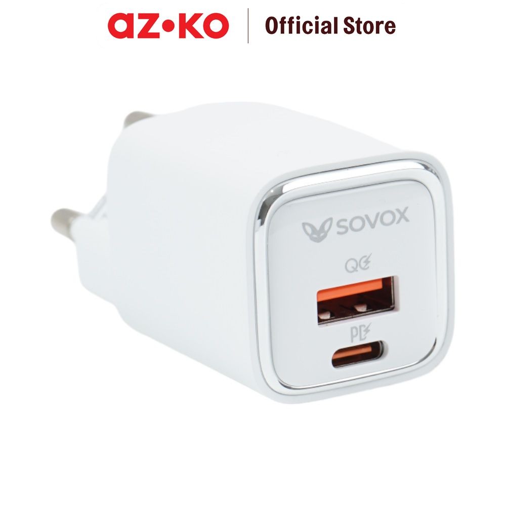 AZKO Sovox Kepala Charger Type A & Type C 30 watt Head Charger Kepala Casan Colokan Adapter Casan Pe