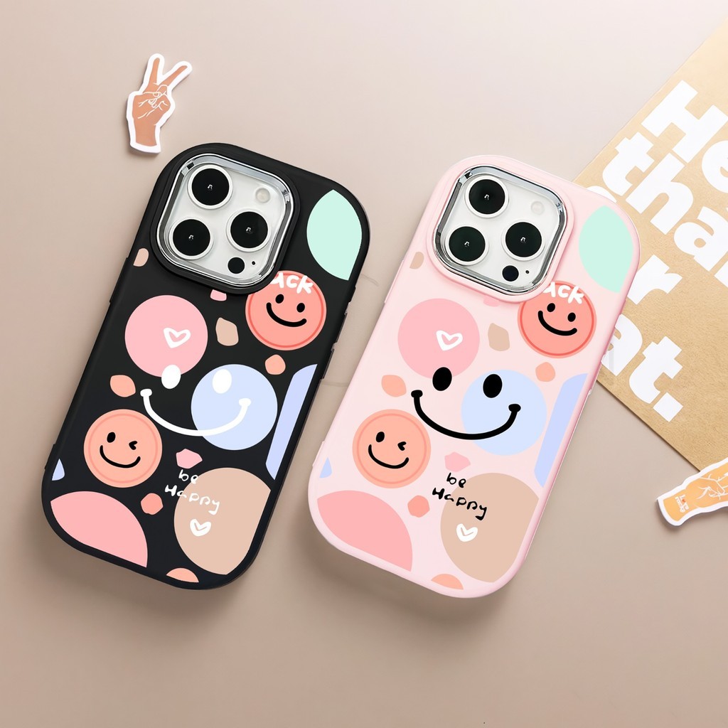 Printing Chrome Case Smile Be Happy for vivo y19s v25 v25e y02 y100 5g y15s y16 y17s y28 y29 5g y20 
