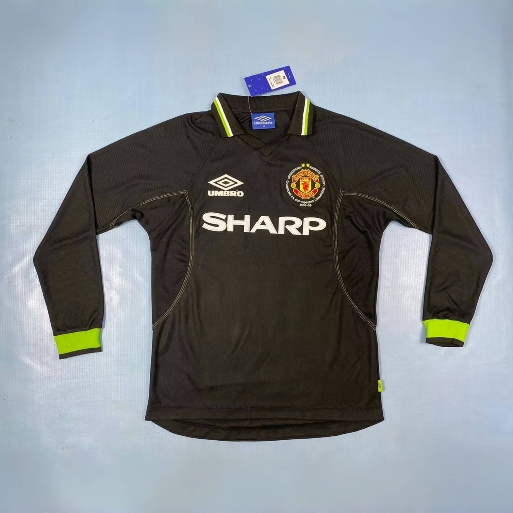 98/99 Manchester United Dua Jalan Klasik Retro Peringatan Seragam Sepak Bola Olahraga Bordir Jersey 