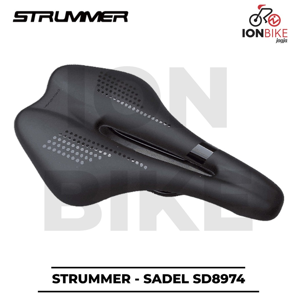 Sadel Strummer SD8974 Slim Gel Empuk 8974 Flat Short Nose Lubang Tipis Nyaman Saddle Sepeda MTB Gunu