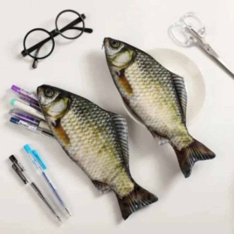 

New Creative Simulation Salted Fish Pencil Bag Large Capacity Pencil Bag Fun School Desk Office Supplies Wholesale