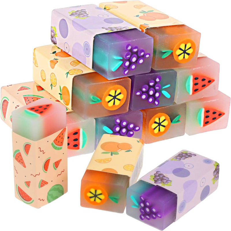 

3 Pcs Cute Kawaii Creative fruit Eraser Rubber Stationery School Supply Novelty Eraser for Business Office School Stationery