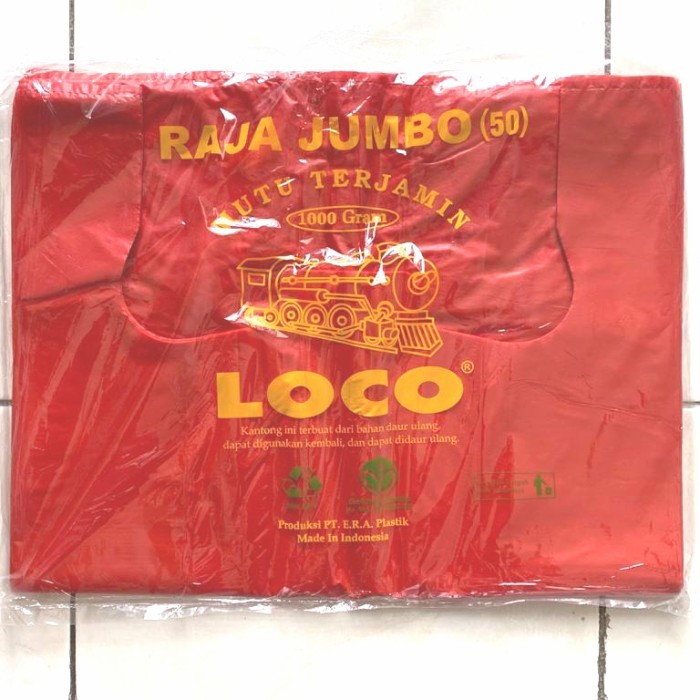 

Kantong Plastik Kresek LOCO ukuran 50 (Jumbo) HD Tebal Merah 1000 gram