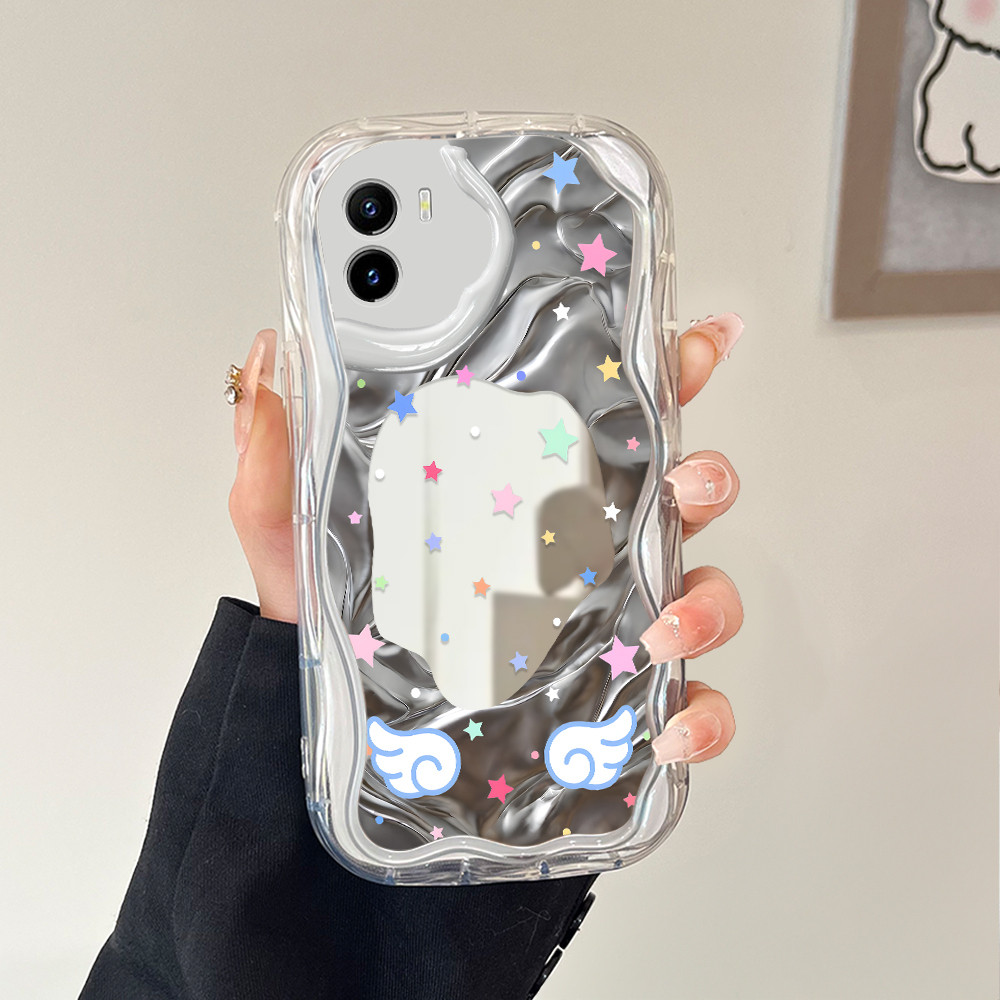 Casing Cermin Ajaib Untuk For Vivo Y01 Y01A Y15S Y15A Y15C Stars Cute Cartoon Mirror Cermin Phone Ca