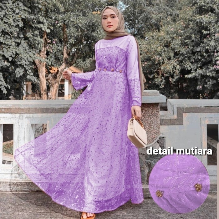 Gamis racelina lilac baju muslimah remaja cantik murah rach at