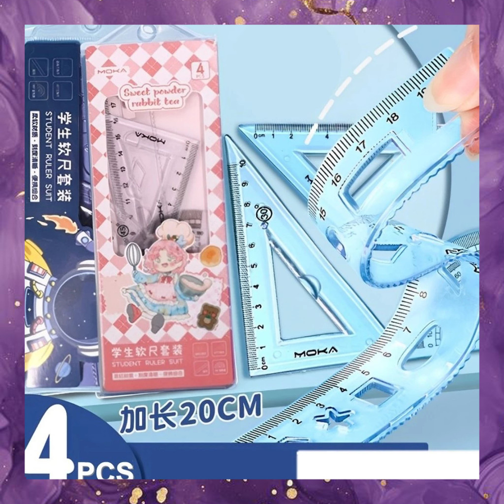 

(SBA) Penggaris SET LENTUR 4 IN 1 Lucu Perlengkapan Sekolah Menggambar Kerja Kantor Mistar Alat Tulis BG4842B0