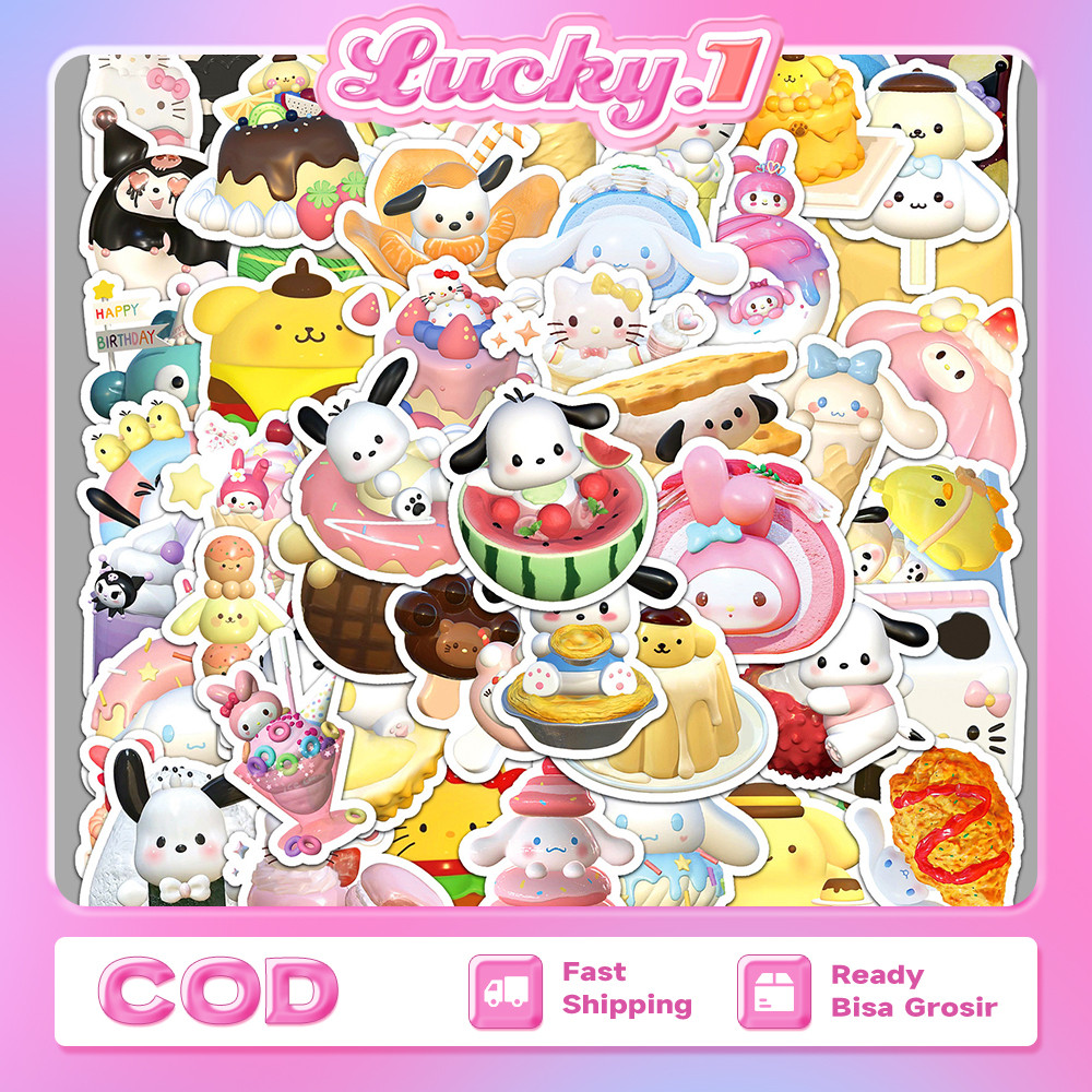 

100Pcs Stiker 3D Lucu Sanrio Stiker Lucu Pack Decal Anti Air Stikers- Sticker Aesthetic Buku Gitar Journal Koper Casing HP Laptop