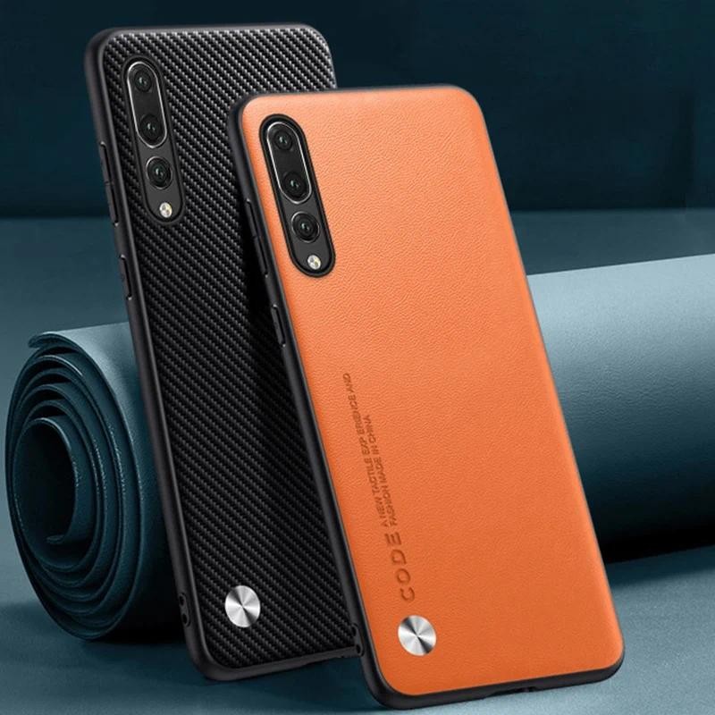 Casing HP Huawei P20 Pro P20Pro Huawei P20 Pro Phone cover Serat Karbon PU Anyaman Kulit Kulit Keras