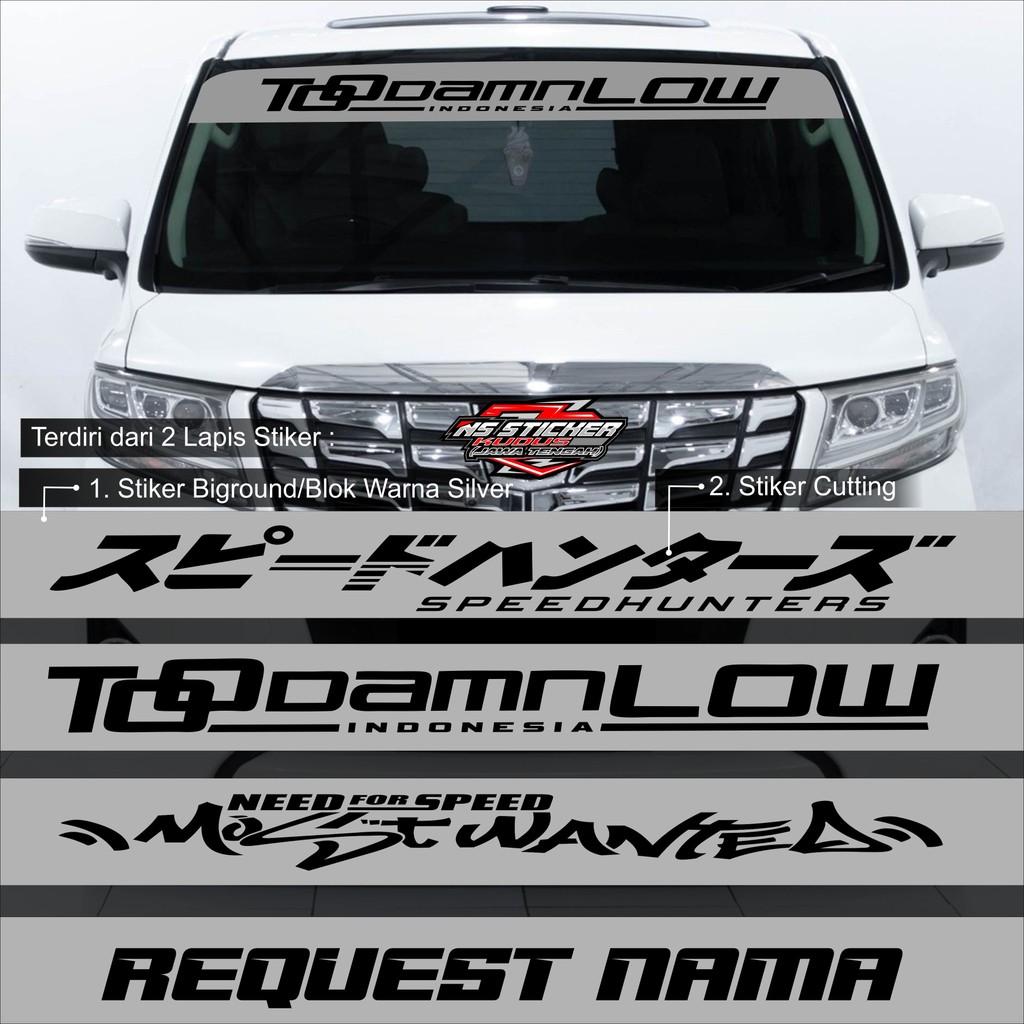 Stiker Custom Nama Kaca Depan BISMILLAH All Mobil Pick Up Bisa Untuk Semua Mobil Pick Up, GRAN MAX L