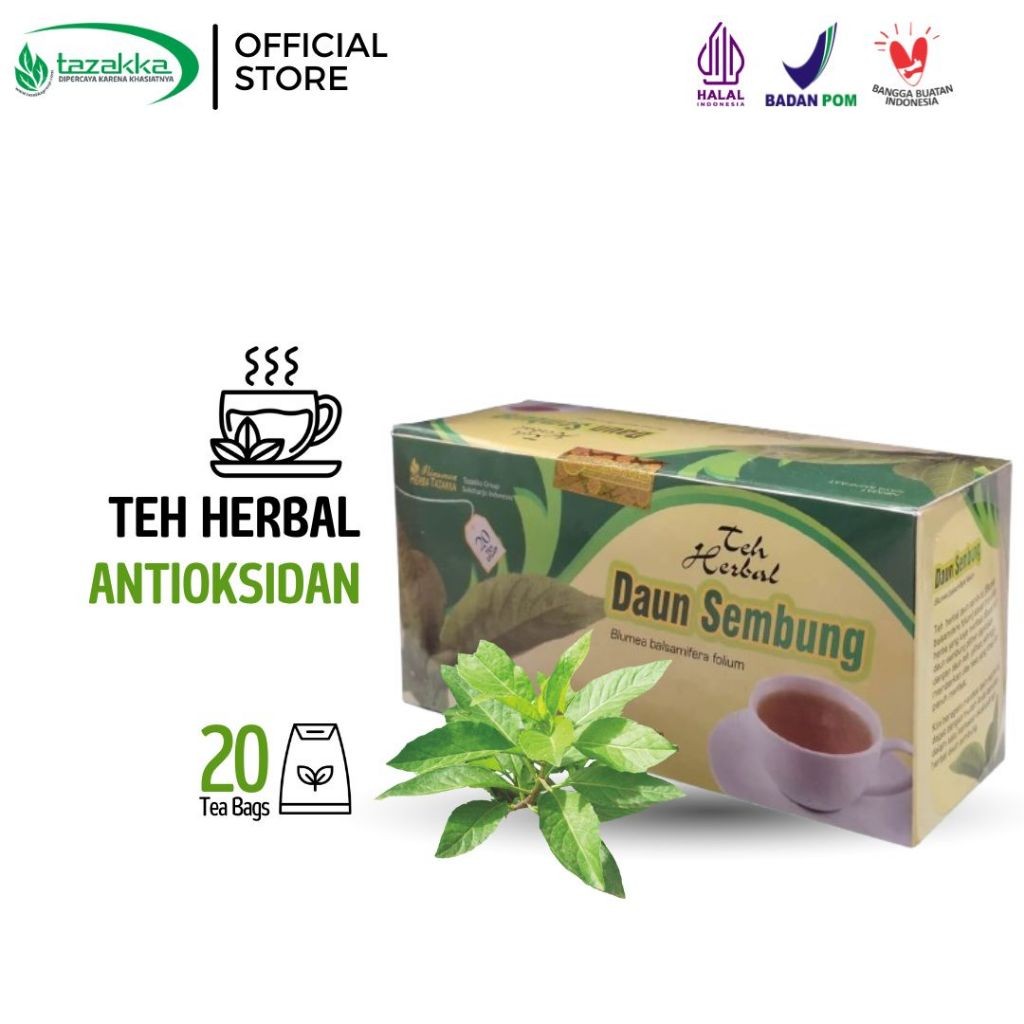 

TAZAKKA Teh Daun Sembung Isi 20 Kantung Tea Bag Celup Minuman Kesehatan Herbal Antioksidan Original