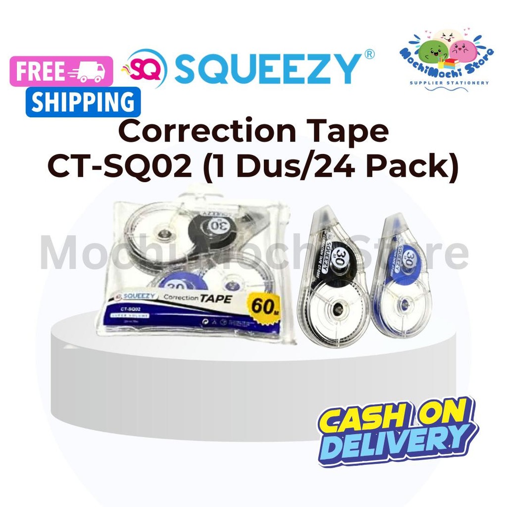 

PER DUS/24 PACK/ 48PCS Correction Tape CT-SQ02 Ukuran 60m | Correction Tape Set 60m Candy | CORTAPE | Pita Koreksi | Tipex Roll Tip-Ex 60M